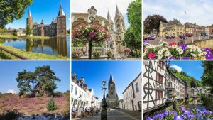 six pictures of places that can be visited on a day trip from Maastricht, the Netherlands
