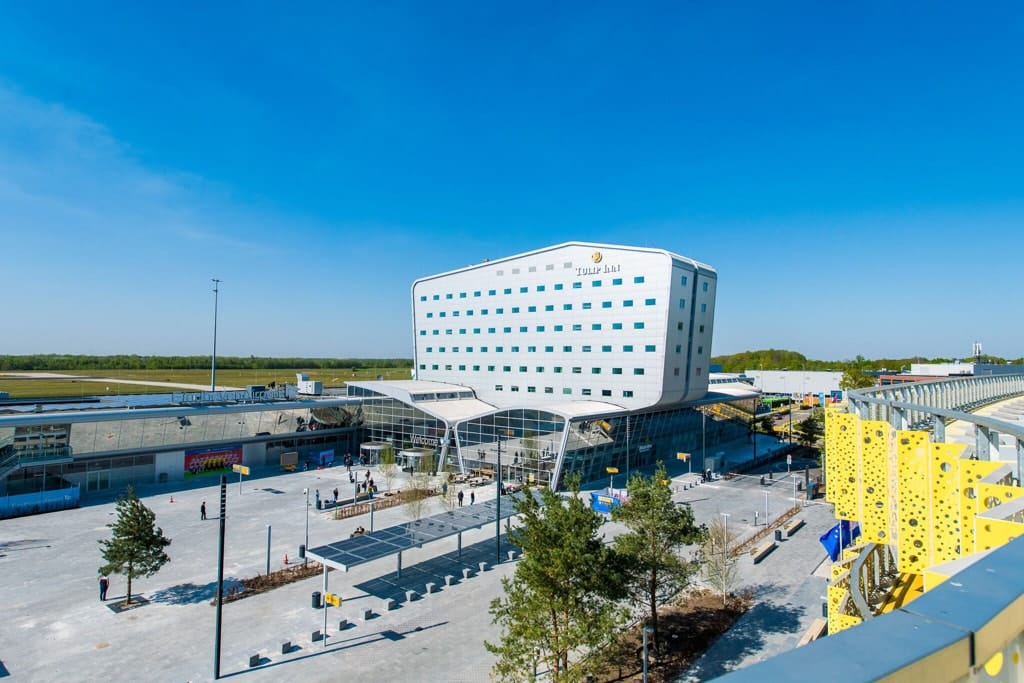 an aerial view of the Tulip Inn Eindhoven Airport Hotel