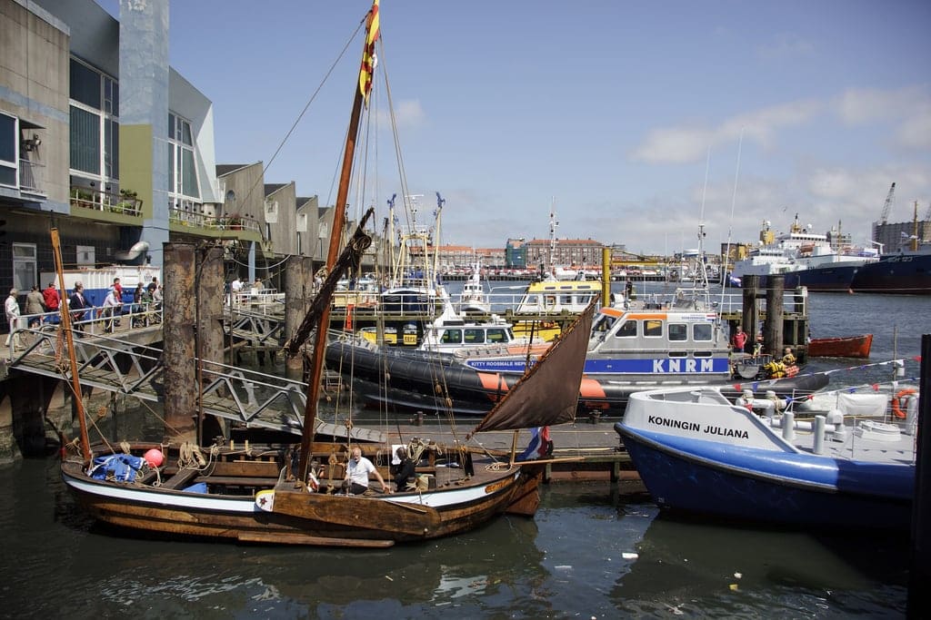 boats in a harbour; The Harbour of Scheveningen